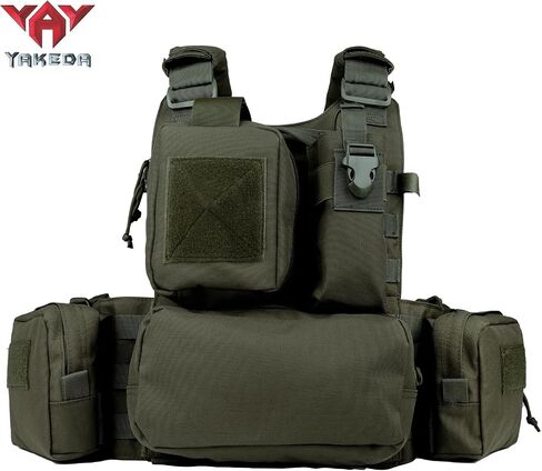 YAKEDA Tactical Training Vest with PALS System - Multi-Pocket Adjustable Straps Quick-Release Buckle for Hunting in Kuwait