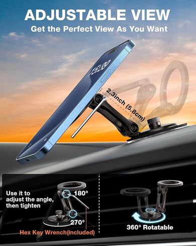 حامل هاتف Smolink Magnetic Car ، من أجل Magsafe Car Mount Never Drop ، Universal 360 ° Pro Adlemable Car Phone حامل لجهاز iPhone 16 Pro Max 15 14 13 Series ، Green in Kuwait