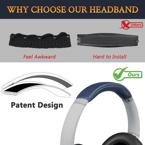 SOULWIT Protein Leather Headband Cover for Sony WH-CH710N/WHCH710N/WHCH710/CH710 (Do Not Fit WH-CH700N/WH-CH720N) Headphones, Replacement Headstrap Pad Repair Part - Black in Kuwait