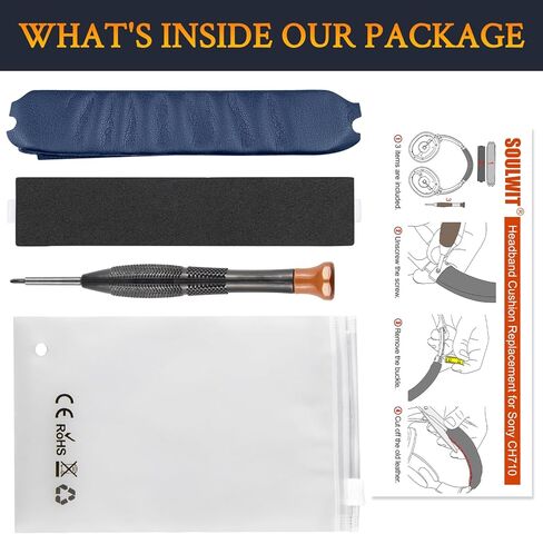 SOULWIT Protein Leather Headband Cover for Sony WH-CH710N/WHCH710N/WHCH710/CH710 (Do Not Fit WH-CH700N/WH-CH720N) Headphones, Replacement Headstrap Pad Repair Part - Black in Kuwait