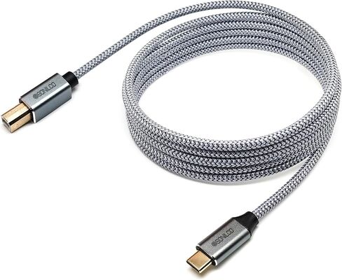 High Speed 2.0 USB B to USB C Printer Cable 480 Mbps Universal Nylon Cord Compatible with MacBook Pro/Air MIDI Controller Piano Keyboard DAC Gray 0.5 Meters / 1.6 Feet Digital Wire in Kuwait