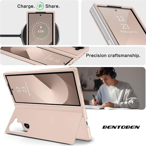 BENTOBEN for Samsung Galaxy Z Fold 6 Case with Adjustable Invisible Kickstand, Daul Layers Slim Hard PC Thin Shockproof Drop Protective Cover Case for Z Fold 6 7.6-inch 2024, Black in Saudi Arabia