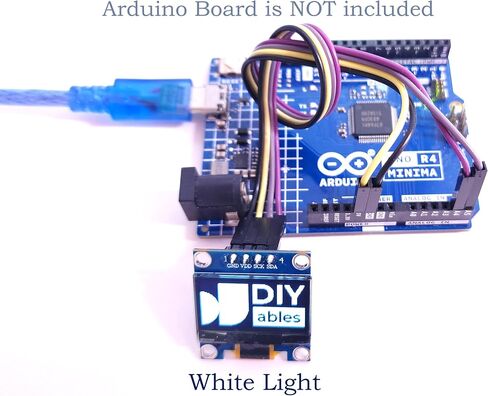 عرض OLED I2C 0.96 بوصة 128 × 64 لـ Arduino ، ESP32 ، ESP8266 ، Raspberry PI ، 2 قطع (1PCS Blue + 1PCS White) in Kuwait
