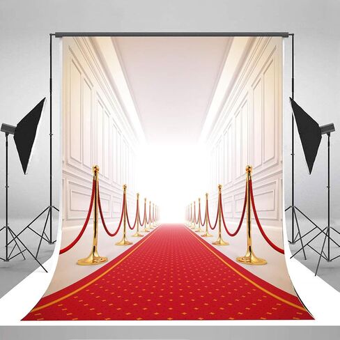 Sensfun Red Carpet Curtain Photography Backdrop Hollywood Theme Party Background Vinyl Red Gold Stage Backdrops for Royal Prom Wedding Birthday Xmas Event Decorations Photo Booth Studio Props 8x10ft in Saudi Arabia