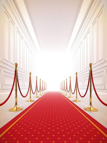 Sensfun Red Carpet Curtain Photography Backdrop Hollywood Theme Party Background Vinyl Red Gold Stage Backdrops for Royal Prom Wedding Birthday Xmas Event Decorations Photo Booth Studio Props 8x10ft in Saudi Arabia