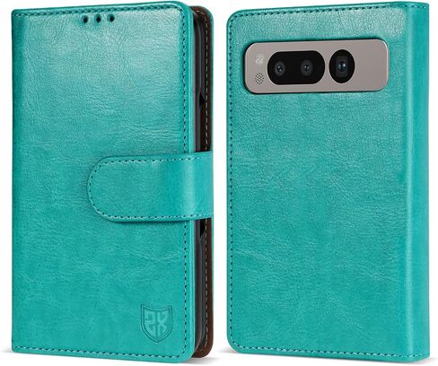 ZZXX for Google Pixel Fold Wallet Case with [RFID Blocking] Card Slot Magnetic Closure Leather Flip Fold Protective Holder Phone Case for Pixel Fold Case Wallet(Green-7.6 inch) in Saudi Arabia