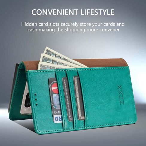 ZZXX for Google Pixel Fold Wallet Case with [RFID Blocking] Card Slot Magnetic Closure Leather Flip Fold Protective Holder Phone Case for Pixel Fold Case Wallet(Green-7.6 inch) in Saudi Arabia