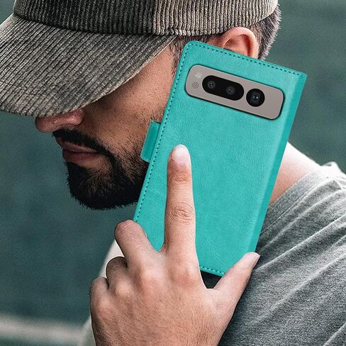 ZZXX for Google Pixel Fold Wallet Case with [RFID Blocking] Card Slot Magnetic Closure Leather Flip Fold Protective Holder Phone Case for Pixel Fold Case Wallet(Green-7.6 inch) in Saudi Arabia