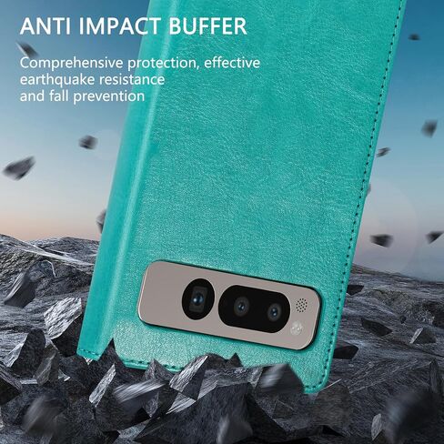 ZZXX for Google Pixel Fold Wallet Case with [RFID Blocking] Card Slot Magnetic Closure Leather Flip Fold Protective Holder Phone Case for Pixel Fold Case Wallet(Green-7.6 inch) in Saudi Arabia