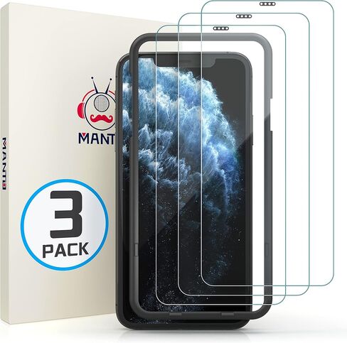 MANTO Screen Protector for iPhone 11 Pro Max, iPhone Xs Max 6.5 Inch, Full Coverage Tempered Glass Protector Film, 3D Touch, Anti Fingerprint, 3 Pack in Saudi Arabia