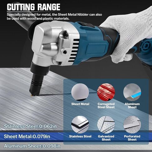 Cordless Metal Nibbler for Makita 18V Battery, 800W Sheet Steel Cutter with 2200RPM Brushless Motor, 360 Degree Rotating Blades for Cutting Stainless Steel, Aluminium, Plastic (Battery not Included) in Kuwait