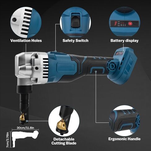 Cordless Metal Nibbler for Makita 18V Battery, 800W Sheet Steel Cutter with 2200RPM Brushless Motor, 360 Degree Rotating Blades for Cutting Stainless Steel, Aluminium, Plastic (Battery not Included) in Kuwait