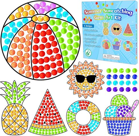 Qyeahkj 6 PCS Spring Arts Crafts DIY Flower Potted Gem Diamond Suncatcher Craft for Kids Exclents Window Diamond Plant Painting Exchange for Teen School Chaproom Actors Decors Party Party in Kuwait