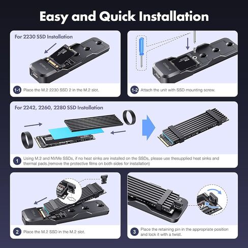 ineo M.2 NVMe & SATA to USB C 20Gbps Docking Station for M Key, B+M Key Support 2280 2260 2242 2230 SSDs (M.2 20Gb Dock) in Kuwait