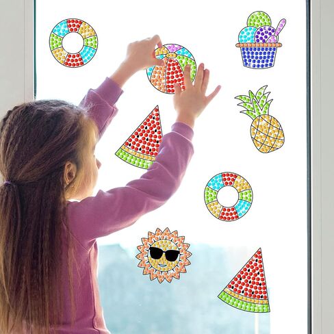 Qyeahkj 6 PCS Spring Arts Crafts DIY Flower Potted Gem Diamond Suncatcher Craft for Kids Exclents Window Diamond Plant Painting Exchange for Teen School Chaproom Actors Decors Party Party in Kuwait