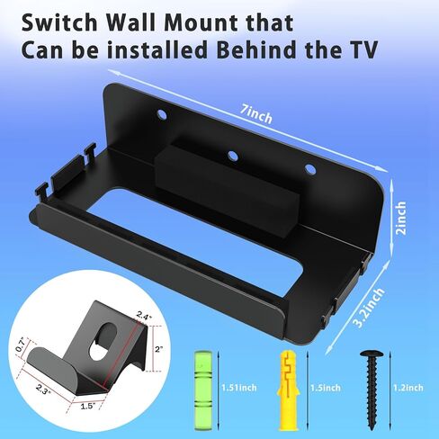 Switch Wall Mount Kit for Nintendo Switch and Switch OLED, Metal Switch Dock Console Holder Stand with 5 Game Card Holders and 4 Joy Con Hanger, Safely Store Switch Console Near or Behind TV, Black in Kuwait