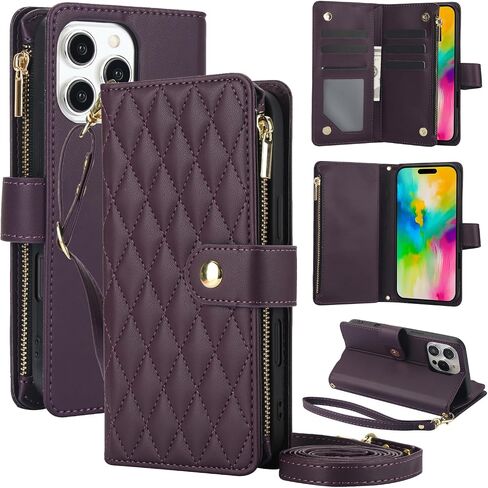 LBYZCASE for iPhone 16 Pro Max 5G Wallet Case with RFID Blocking Card Slots for Women,Flip Folio Book Leather Shockproof Protective Phone Cover with Crossbody Strap for iPhone 16 Pro Max (Black) in Saudi Arabia