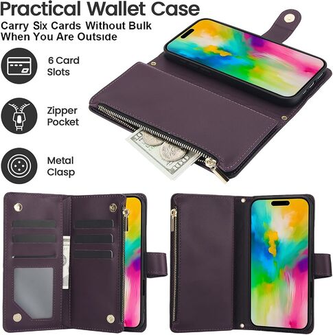 LBYZCASE for iPhone 16 Pro Max 5G Wallet Case with RFID Blocking Card Slots for Women,Flip Folio Book Leather Shockproof Protective Phone Cover with Crossbody Strap for iPhone 16 Pro Max (Black) in Saudi Arabia