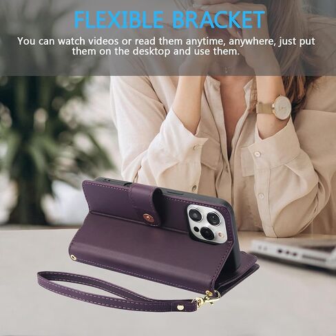 LBYZCASE for iPhone 16 Pro Max 5G Wallet Case with RFID Blocking Card Slots for Women,Flip Folio Book Leather Shockproof Protective Phone Cover with Crossbody Strap for iPhone 16 Pro Max (Black) in Saudi Arabia