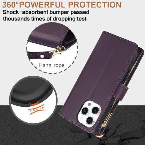 LBYZCASE for iPhone 16 Pro Max 5G Wallet Case with RFID Blocking Card Slots for Women,Flip Folio Book Leather Shockproof Protective Phone Cover with Crossbody Strap for iPhone 16 Pro Max (Black) in Saudi Arabia
