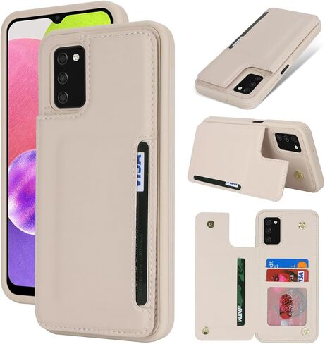 iCoverCase Compatible with Samsung Galaxy A03s Case with Card Holder, Wallet Case for Women Men [RFID Blocking] PU Leather Protective Phone Case for A03s European Version (Black Leopard) in Kuwait