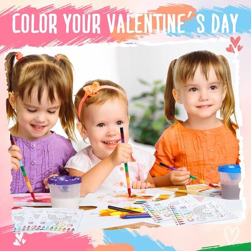24 PCS Valentine's Day Kids Gift Sets DIY Valentines Coloring Corning Card 10 Color Clostable Clayon Valentines School Classroom Exchange Card Boys Boys Art Party Girl (Pen) in Kuwait