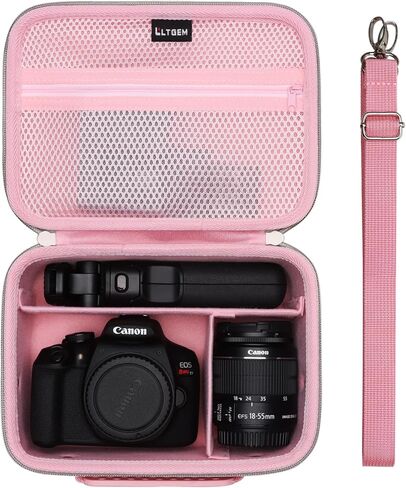 حقيبة كاميرا LTGEM متوسطة الحجم متوافقة مع كاميرا Canon/Sony/Nikon DSLR وعدسات متعددة، حقيبة حمل صلبة للسفر مع 3 فواصل وحزام كتف، أسود in Kuwait