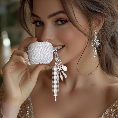 Compatible with AirPods 3rd Generation Case Bling Crystal Glitter Rhinestone Cute Case for AirPods 3 with Shining Diamond Keychain Wristlet in Saudi Arabia
