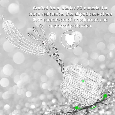 Compatible with AirPods 3rd Generation Case Bling Crystal Glitter Rhinestone Cute Case for AirPods 3 with Shining Diamond Keychain Wristlet in Saudi Arabia