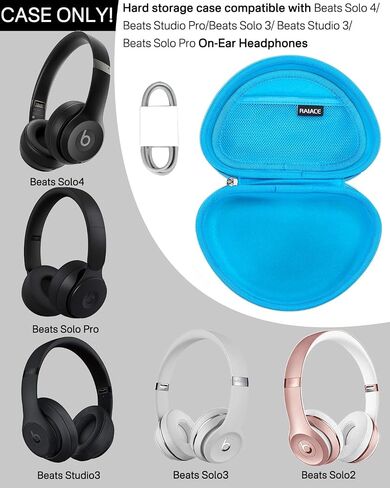 RAIACE Hard Travel Storage Case Compatible with Beats Solo 4 / Beats Studio Pro/Beats Solo 3 / Beats Studio 3 Headphones, Protective Carrying Bag. (case only)-Black in Saudi Arabia