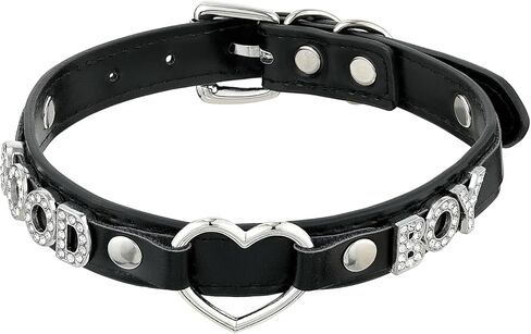 Black Heart O-ring Letter Choker Necklace For Women, Punk Handmade PU Leather Leash Collar For Girl Adjustable Gothic Jewerly in Kuwait