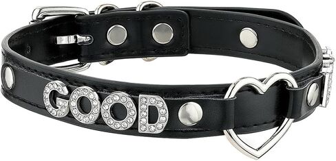 Black Heart O-ring Letter Choker Necklace For Women, Punk Handmade PU Leather Leash Collar For Girl Adjustable Gothic Jewerly in Kuwait