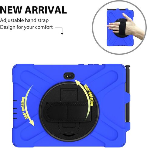 Case for Samsung Galaxy Tab Active Pro 10.1 Inch SM-T540/SM-T547, 360 Degree Swivel Kickstand Hand Shoulder Strap Shockproof Rugged Protective Case for Samsung Tab Active4 Pro, Orange in Saudi Arabia