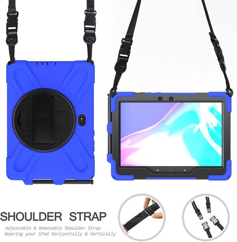 Case for Samsung Galaxy Tab Active Pro 10.1 Inch SM-T540/SM-T547, 360 Degree Swivel Kickstand Hand Shoulder Strap Shockproof Rugged Protective Case for Samsung Tab Active4 Pro, Orange in Saudi Arabia