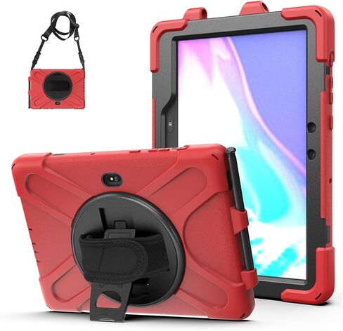 Case for Samsung Galaxy Tab Active Pro 10.1 Inch SM-T540/SM-T547, 360 Degree Swivel Kickstand Hand Shoulder Strap Shockproof Rugged Protective Case for Samsung Tab Active4 Pro, Orange in Saudi Arabia