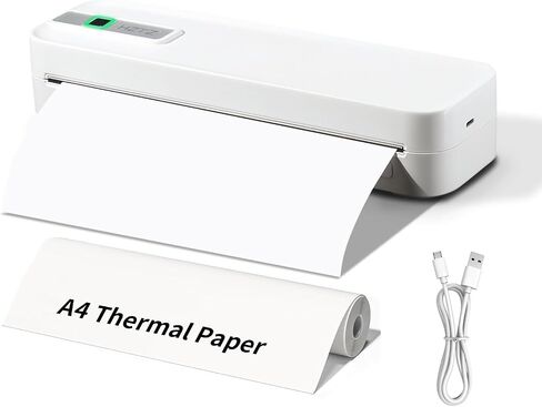 Wireless Portable Printer, Thermal Travel Printer, Inkless Printing Bluetooth & USB Printer Support 8.5"X11" US Letter/A4/A5 Thermal Paper, Compatible with Android & iOS Phone/Laptop in Saudi Arabia