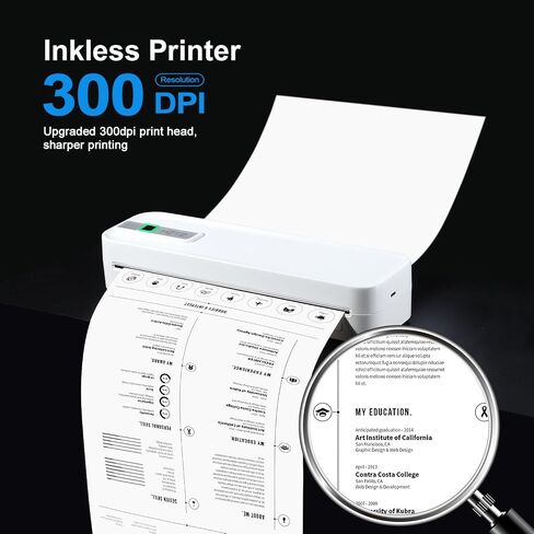 Wireless Portable Printer, Thermal Travel Printer, Inkless Printing Bluetooth & USB Printer Support 8.5"X11" US Letter/A4/A5 Thermal Paper, Compatible with Android & iOS Phone/Laptop in Saudi Arabia