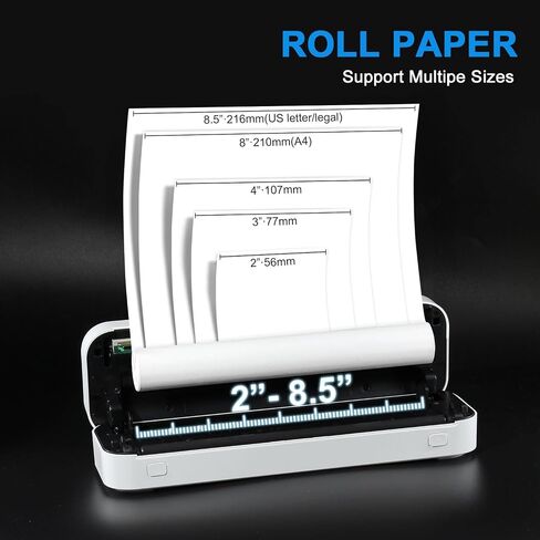 Wireless Portable Printer, Thermal Travel Printer, Inkless Printing Bluetooth & USB Printer Support 8.5"X11" US Letter/A4/A5 Thermal Paper, Compatible with Android & iOS Phone/Laptop in Saudi Arabia