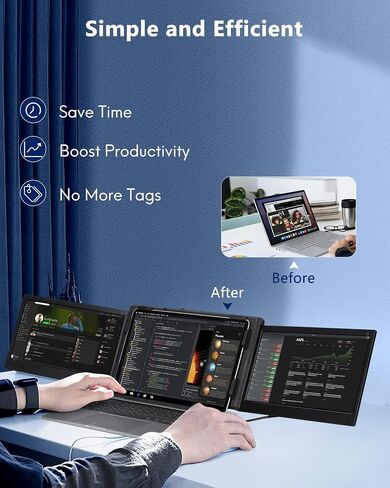 Alecewey Portable Monitor for Laptop Screen Extender Dual Monitor 12 Inch FHD 1080P IPS Display USB-A/Type-C/HDMI/Speakers for 13-16 Inch Computer Mac Windows Phone in Saudi Arabia