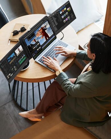 Alecewey Portable Monitor for Laptop Screen Extender Dual Monitor 12 Inch FHD 1080P IPS Display USB-A/Type-C/HDMI/Speakers for 13-16 Inch Computer Mac Windows Phone in Saudi Arabia