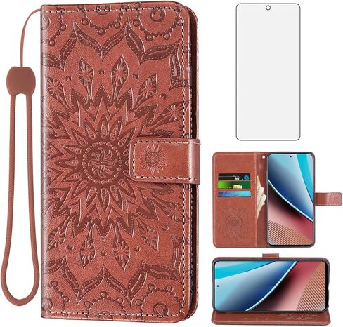 Asuwish Phone Case for Motorola Moto G Stylus 4G 2023 Wallet with Tempered Glass Screen Protector and Sunflower Leather Slim Flip Cover Card Holder Stand Cell Accessories GStylus Women Purple in Saudi Arabia