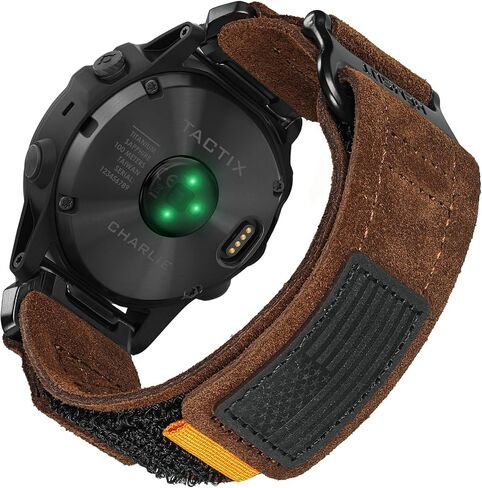 Soft Suede Leather Watch Band, 20mm Military Strap Compatible with Garmin Fenix 8 43mm /7S/7S Pro/6S/6S Pro/6S Sapphire/5S/5S Plus/5S Sapphire, Instinct 2S, Descent MK1S/2S, D2 Delta S, Approach S70-42mm in Kuwait