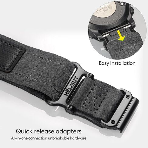 Soft Suede Leather Watch Band, 20mm Military Strap Compatible with Garmin Fenix 8 43mm /7S/7S Pro/6S/6S Pro/6S Sapphire/5S/5S Plus/5S Sapphire, Instinct 2S, Descent MK1S/2S, D2 Delta S, Approach S70-42mm in Kuwait