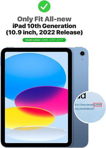 HFCoupe 10.9 بوصة IPAD CASE Generation ، 2022 يغطي iPad العشرة مع الجيب ، وصلة خفيفة الوزن مستقر الزاوية مع قذيفة خلفية TPU ، وحالات واقية من النوم التلقائي ، الأخضر in Kuwait