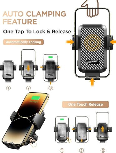 شاحن السيارات اللاسلكي ، حاملي الهواتف لسيارتك ، 15W التلقائي التلقائي ملحقات سيارة MOTTIN in Kuwait