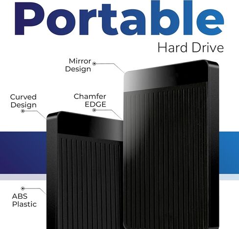 External Hard Drive 1TB USB 3.1 Type-c Ultra Slim HDD, Portable Hard Disk, Backup Drive External – 2.5 inch Storage Compatible with PC, Laptop, Tablet, Gaming Console (Black) in Kuwait