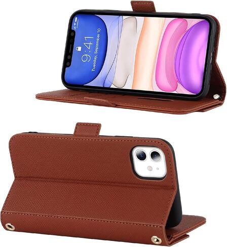 Jaorty Crossbody Wallet for iPhone 11 Case with Adjustable Lanyard Strap Credit Card Holder 6.1",PU Leather Handbag Purse Kickstand Make Up Mirror Cover Case for Men Women Girl,Blue in Saudi Arabia