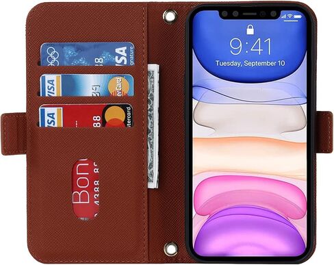 Jaorty Crossbody Wallet for iPhone 11 Case with Adjustable Lanyard Strap Credit Card Holder 6.1",PU Leather Handbag Purse Kickstand Make Up Mirror Cover Case for Men Women Girl,Blue in Saudi Arabia