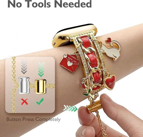 XYF Stylish Compatible with Women Apple Watch Bands 41mm 40mm 38mm 42mm, Bling Pendants Charms Bracelet for iWatch Series 10 9 8 7 6 5 4 3 2 1 SE Ultra（Gold/Black,42/41/40/38） in Saudi Arabia