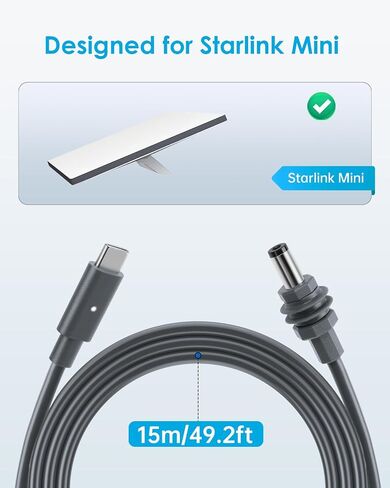 لكابل الطاقة المصغرة starlink Mini USB C إلى DC Starlink Mini Type-C Cord Cable 2M 6.6 قدمًا من النوع C إلى DC Cable ، كابل الطاقة DC مباشرة إلى USB-C لـ Starlink Mini 100W+ PD الملحقات المائية in Kuwait